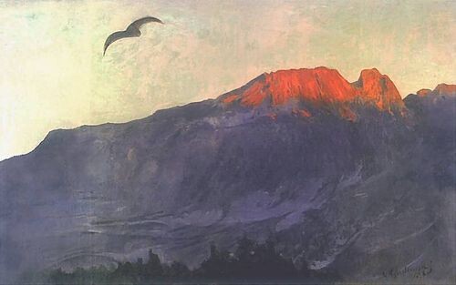 "Giewont o zachodzie słońca", 1898, autor: Leon Wyczółkowski, olej na płótnie, własność prywatna