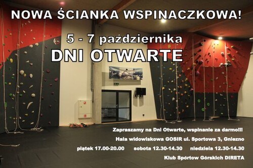Dni Otwarte nowej ścianki wspinaczkowej w Gnieźnie 5-7.10.2018
